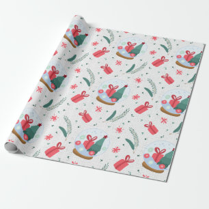 Wintersneeuwrooster voor het Wereldbol Cadeaupapier