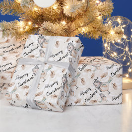 wintersneeuwruggengraat Waterverf met handbeschild Cadeaupapier