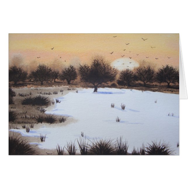 wintersneeuwscène boedlandschapskaart (Voorkant Horizontaal)