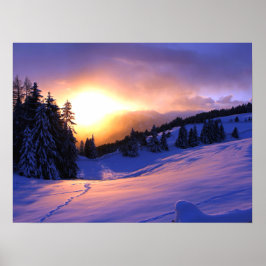 Wintersneeuwscène in Italië Poster