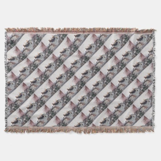 wintersneeuwscène met schattige zwarte en geelbrui deken (Voorkant)