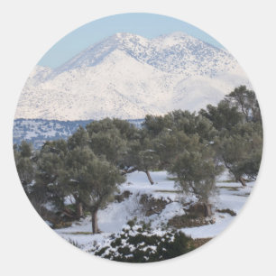 Wintersneeuwscène Ronde Sticker