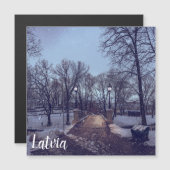 Wintersneeuwstadspark in de avond (Voorkant / Achterkant)