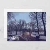 Wintersneeuwstadspark in de avond briefkaart (Voorkant / Achterkant)