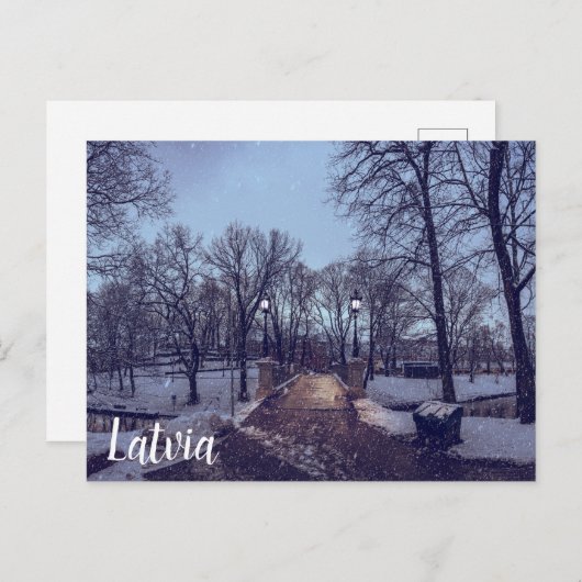 Wintersneeuwstadspark in de avond briefkaart (Voorkant / Achterkant)