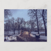 Wintersneeuwstadspark in de avond briefkaart (Voorkant)