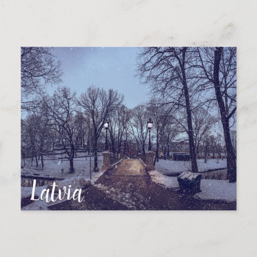 Wintersneeuwstadspark in de avond briefkaart (Voorkant)