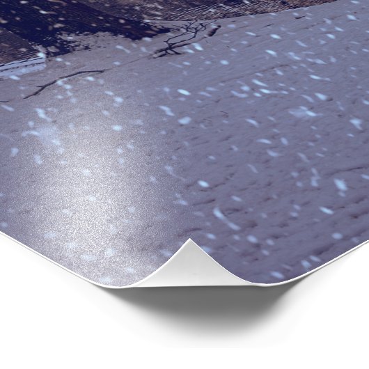 Wintersneeuwstadspark in de avond foto afdruk (Hoek)