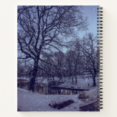 Wintersneeuwstadspark in de avond notitieboek (Achterkant)