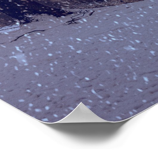 Wintersneeuwstadspark in de avond poster (Hoek)