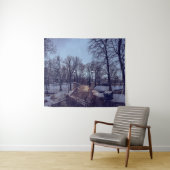 Wintersneeuwstadspark in de avond wandkleed (In Situ (horizontaal))