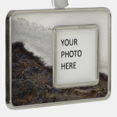 Wintersneeuwstrepen Verzilverd Omlijst Ornament (Rechts)