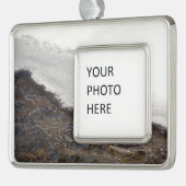 Wintersneeuwstrepen Verzilverd Omlijst Ornament (Links)