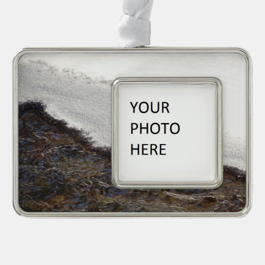 Wintersneeuwstrepen Verzilverd Omlijst Ornament (Voorkant)