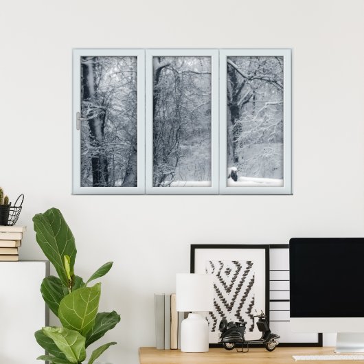 wintersneeuwval met een Uitzicht Poster (Thuiskantoor)