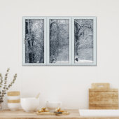 wintersneeuwval met een Uitzicht Poster (Keuken)