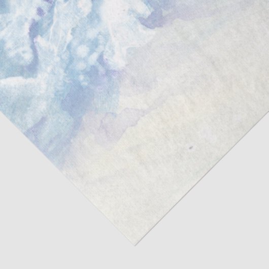 Wintersneeuwval met kerstbomen Blauwe Waterverf Tissuepapier (Detail)