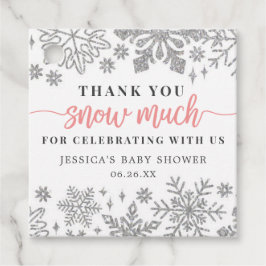 Wintersneeuwvlok Baby shower Favor Tag Pink Bedankjes Labels