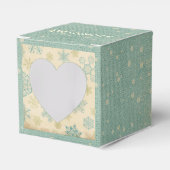 wintersneeuwvlok gestreept blauwgroen roomgoud bedankdoosjes (Voorkant Zijde)