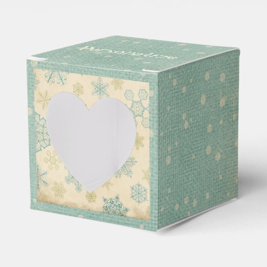 wintersneeuwvlok gestreept blauwgroen roomgoud bedankdoosjes (Voorkant Zijde)
