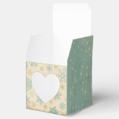 wintersneeuwvlok gestreept blauwgroen roomgoud bedankdoosjes (Geopend)