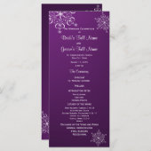 Wintersneeuwvlok Paarse bruiloft programma Programmakaart (Voorkant / Achterkant)