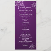 Wintersneeuwvlok Paarse bruiloft programma Programmakaart (Voorkant)