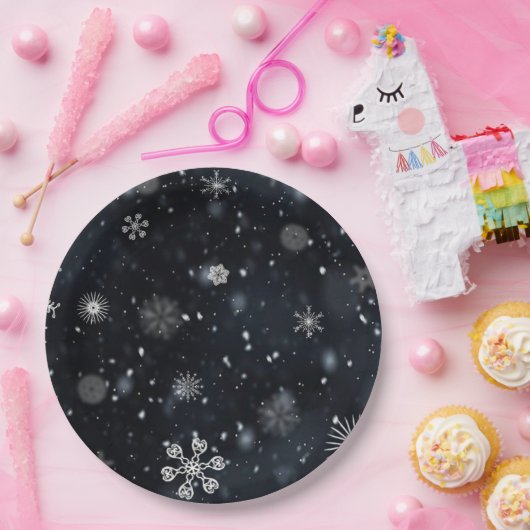 Wintersneeuwvlok Papieren Bordje (Feest)