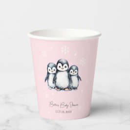 Wintersneeuwvlok Pinguïn Baby shower Papieren Bekers