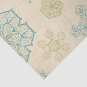  wintersneeuwvlok rustiek patrooncrème blauw tissuepapier (Detail)