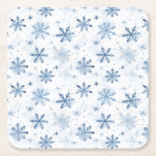 Wintersneeuwvlok waterverf kartonnen onderzetters
