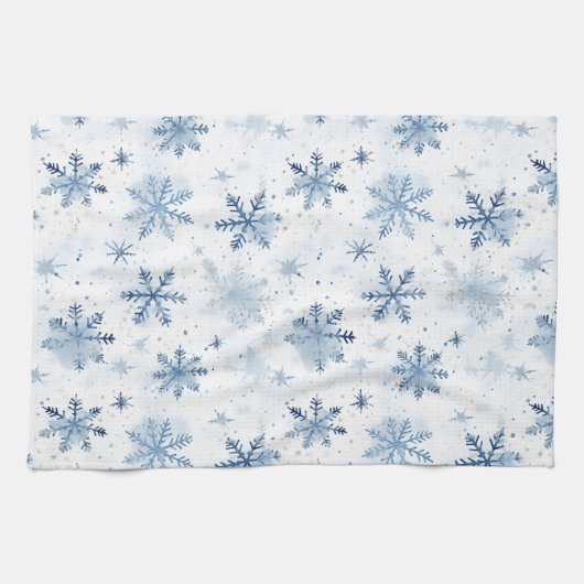 Wintersneeuwvlok waterverf theedoek (Horizontaal)