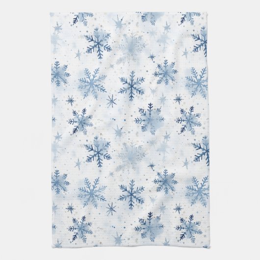 Wintersneeuwvlok waterverf theedoek (Verticaal)