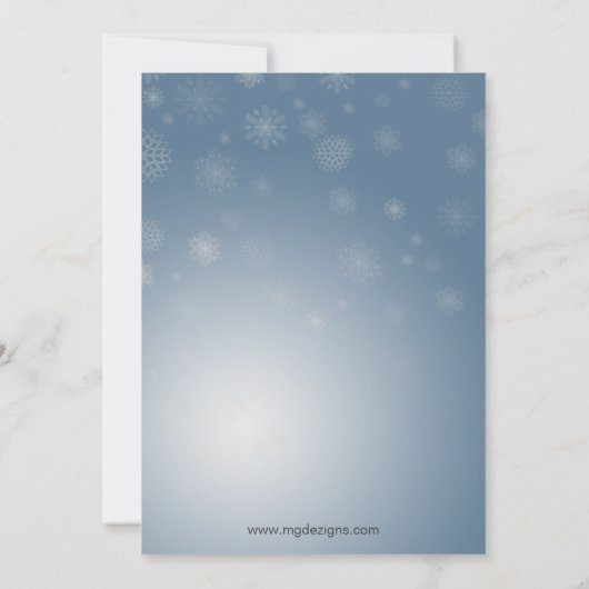 wintersneeuwvlokblauwe feestdag Uitnodiging (Achterkant)