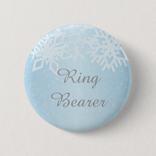 wintersneeuwvlokken aan de Ring Bearer Ronde Button 5,7 Cm (Voorkant)