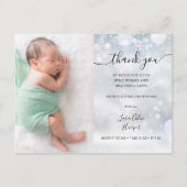 Wintersneeuwvlokken Baby Foto Hartelijk Dank Geboo Aankondigingskaart (Voorkant)