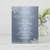 Wintersneeuwvlokken Baby shower Modern Dusty Blue Kaart (Staand voorkant)