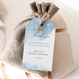 Wintersneeuwvlokken blauw Vrijgezellenfeest Cadeaulabel