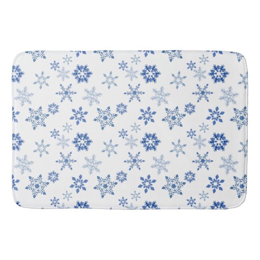 Wintersneeuwvlokken blauwe waterverf badmat (Voorkant)