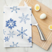 Wintersneeuwvlokken blauwe waterverf theedoek (Quarter Fold)