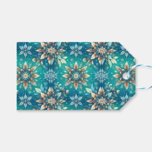 Wintersneeuwvlokken Cadeaulabel (Voorkant (Horizontaal))