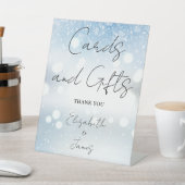 Wintersneeuwvlokken Elegant Script Kaarten en gesc Reclamebord Met Voetstuk (Insitu)