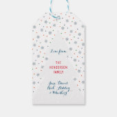 Wintersneeuwvlokken en stippen cadeaulabel (Achterkant)