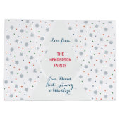 Wintersneeuwvlokken en stippen groot cadeauzakje (Achterkant)