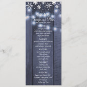 Wintersneeuwvlokken en verlichting schuur hout men menu (Voorkant)