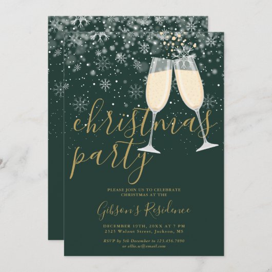 Wintersneeuwvlokken Gouden Script Kerstfeest Kaart (Voorkant / Achterkant)