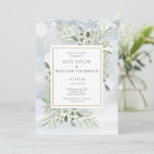 Wintersneeuwvlokken Groene Bloemige Verlovingsfees Kaart (Staand voorkant)