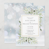 Wintersneeuwvlokken Groene Bloemige Verlovingsfees Kaart (Voorkant / Achterkant)