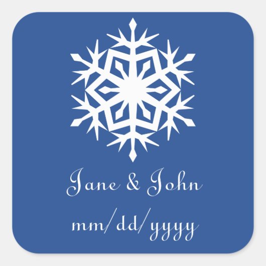 Wintersneeuwvlokken in Blauwe Sticker (Voorkant)