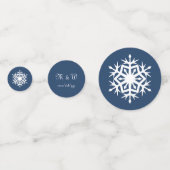 Wintersneeuwvlokken in Navy Table Confetti (Achterkanten)